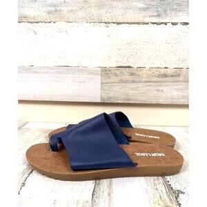 Muk Luks Womens 9 Blue Leather Slip On Casual Comfort Summer Sandals Beach